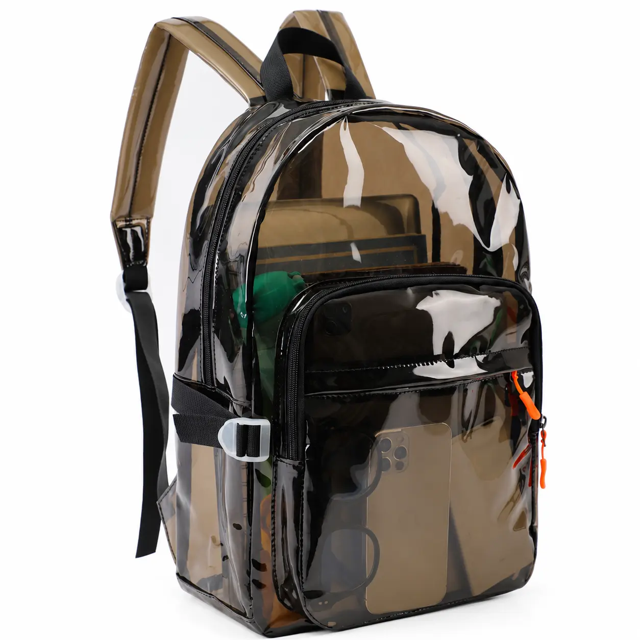 Premium Clear Backpack Large Capacity Heavy Duty Transparent PVC Backpack Waterproof Stadium Approved Bookbag Fits 15.6 Inch Laptop for School College Concert Travel Gym Work Sports Events,YM103