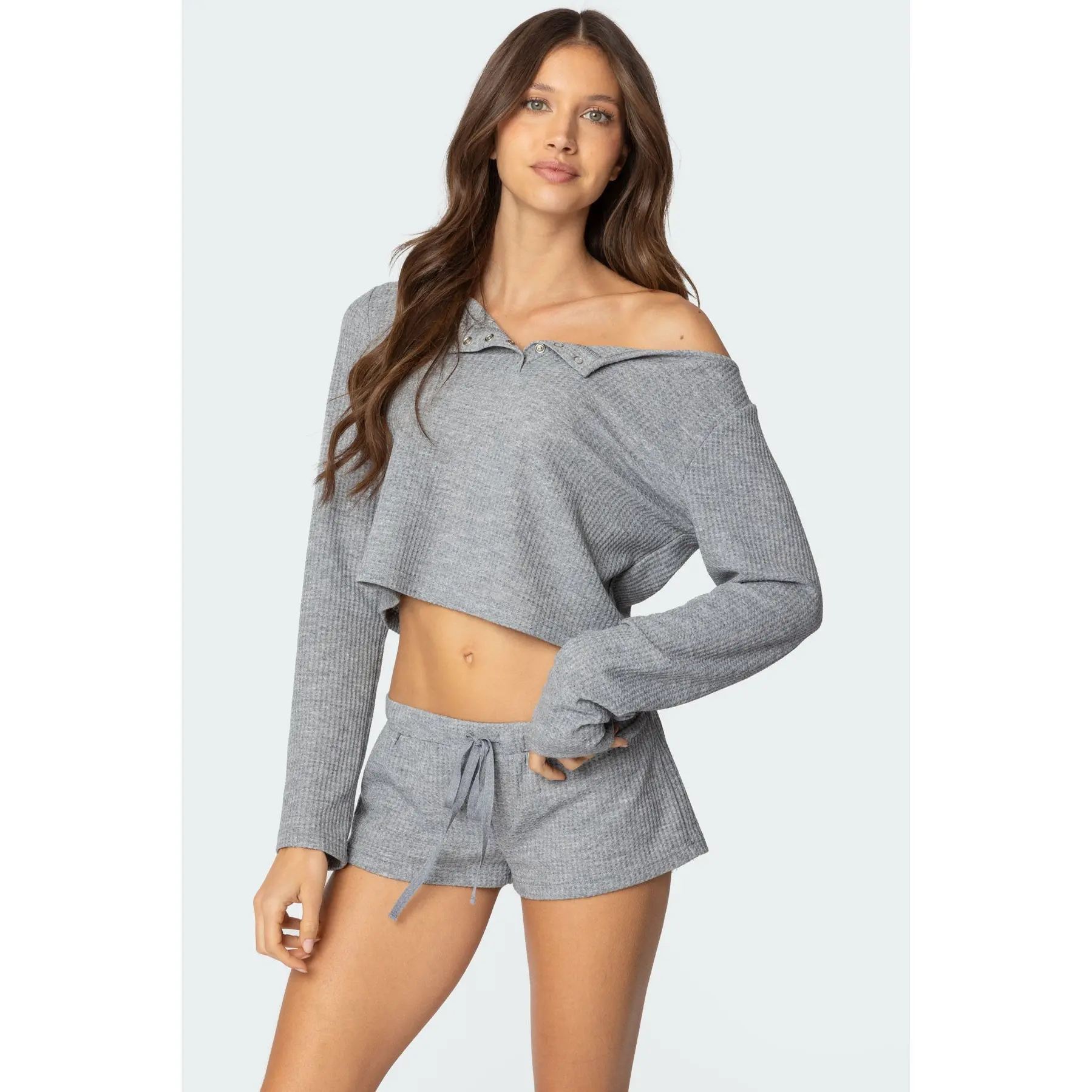 Teddy Cropped Waffle Top