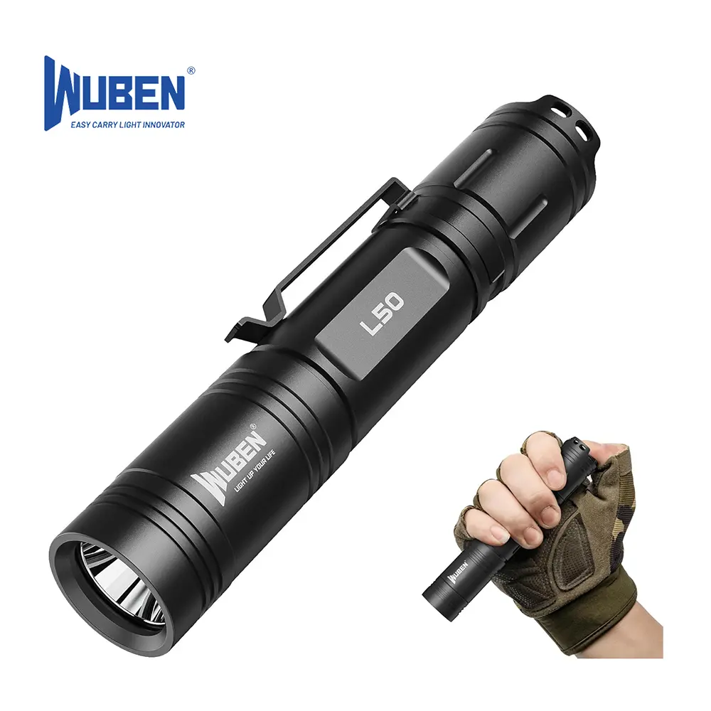 WUBEN L50 High Performance Strong Light Flashlight - 1200LM Super Bright USB Rechargeable Worklight Flashlight, 5 Modes, IP68 Waterproof, Type-C, EDC Light for Outdoor, Emergencies