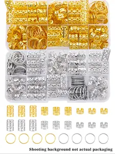 160pcs Mixed Hair Ring Dirty Braid Set, Personalized Street Party Braided Hair Clips, Geometric Patterns Hair Accessories for Girls and Women, Boho Style