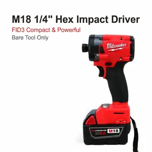 Milwaukee M18 18V Compact Impact Driver, Quick Change Tire Valve Tool Kit