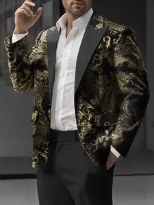 Men's Floral Blazer Jacket, Casual Fitted Woven Fabric, Wedding Attire Perfect for Weddings Parties Evenings, Fashion Essential for All Seasons, Long Sleeve, Menswear
