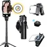 USfoture 6-in-1 Adjustable Magnetic 20.5in Selfie Stick - All-in-1 Monopod Stand with LED Light, Bluetooth Rechargeable Remote, Mini Tripod, Built-in Phone Grip, Handheld Stabilizer, Camera Mount, Tripod for iPhone & Smartphone Vlogging Accessories
