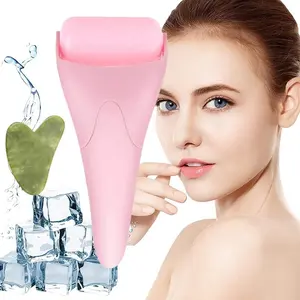 Ice Roller for Face, Portable Cold for Skin Firming, Manual Massage Tool for Women & Men, Skincare Tool for Home & Travel, Pink, Facial Care Tool