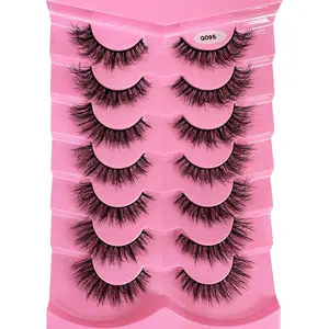 7 Pairs Cat Eye False Eyelashes, Natural Look Fluffy Curly Thick Faux Eyelashes, Portable Makeup Tool For Women