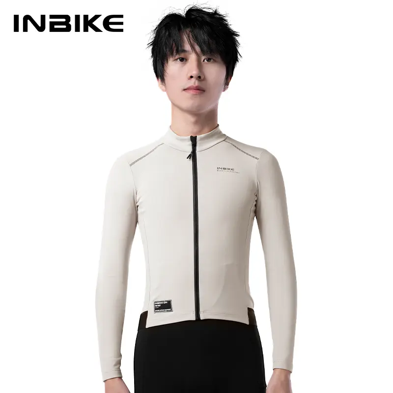INBIKE Fleece Lined Cycling Jersey for Men Women, Winter Thermal Long Sleeve Bike Jacket with 3 Pockets, Quick Dry