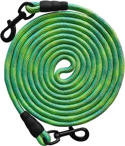 BTINESFUL 8Ft 12Ft 20Ft 30Ft 50Ft 75Ft Dog Tie Out Long Tether Rope Leash, Outdoor Yard Leash, Large Medium Small Dogs Training, Playing, Camping, Backyard (Green, 50 Foot) BTINESFUL
