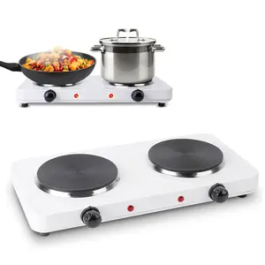 2000W Double Electric Burner Portable Dual Countertop Hot Plate with 5-Level Temperature Control for Kitchen Cooking