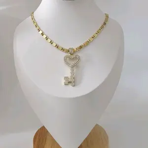 Valdiviajewery #1330 14k Gold Plated Key Pendant Necklace High Quality