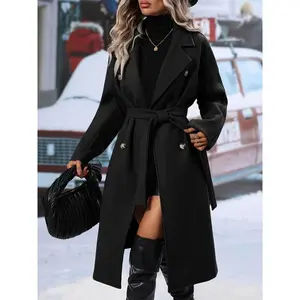[Winter Trench Coat] Elegant Women's Long Brown Coat - Machine Washable Button-Front Winter Trench Coat with Notch Lapel & Chest Pockets, Tailored Fall Winter Outerwear for Casual & Formal Occasions, Winter Coats, Seasonal Fashion, Durable