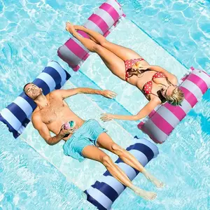 2pcs Inflatable Water Hammock Lounger, Durable PVC Material, 4-in-1 Multi-Purpose Pool Floaties Double-tube Hammock Float, Foldable Design, Suitable for Outdoor Beach and Pool Activities, Water Relaxation Lounger