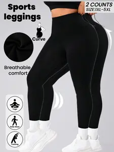 PLUS SIZE Women's High-Waisted Leggings, Shaping Leggings, Tight Leggings, Gym Workout Leggings, Gym Fitness Leggings, Training Leggings, Women Workout Clothes, Sporty Style, All-Season Wear, Comfortable & Stylish Design, Perfect for Yoga & Gym Activities