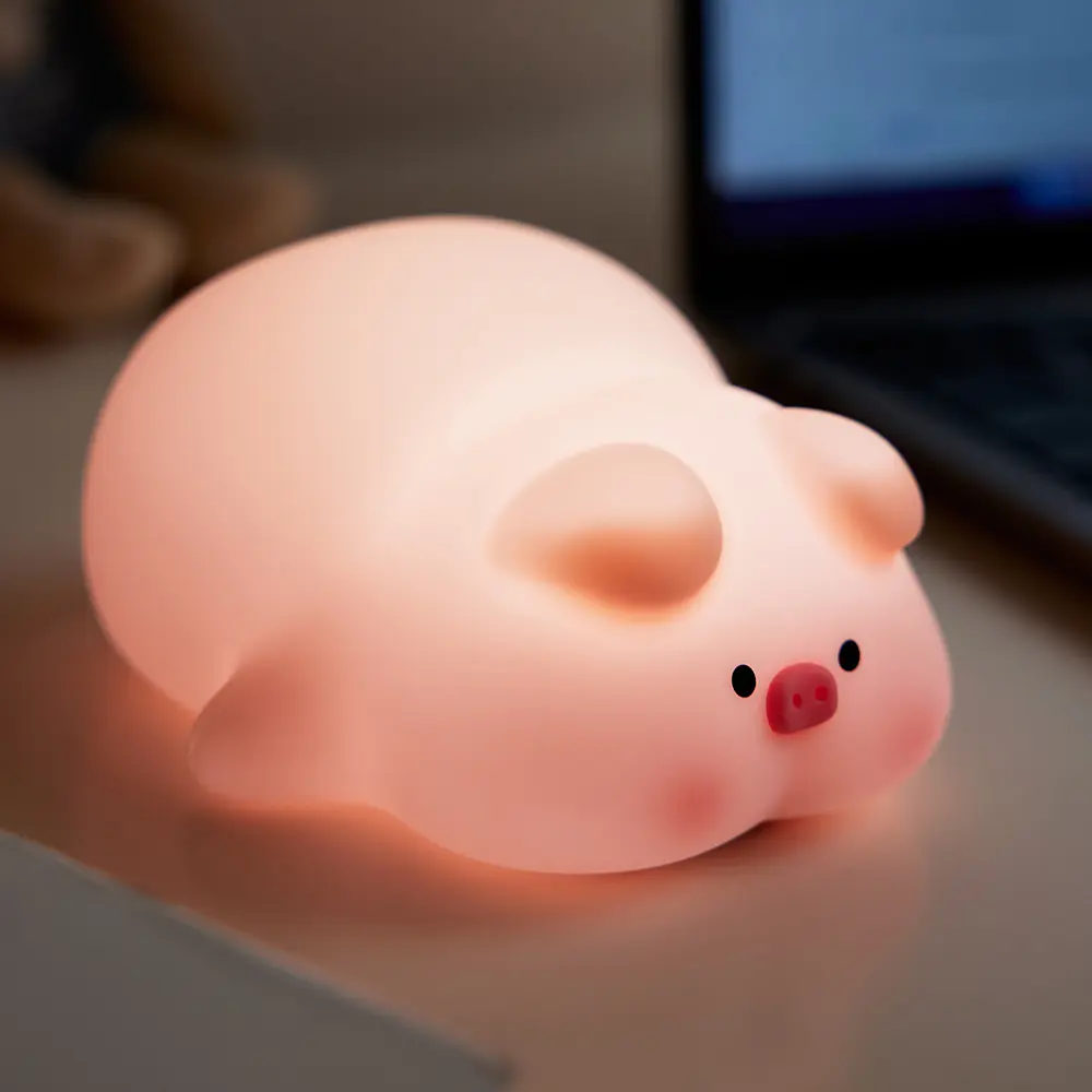 Cute pig-shaped night light with three-speed adjustment, suitable for birthday gifts, stress relief toys, and children or girlfriends