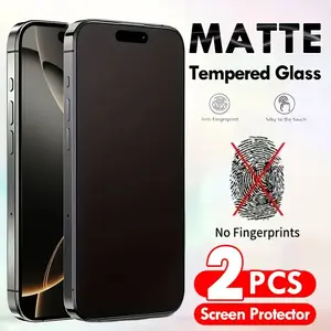 2 pcs Anti Glare (Matte) Protective Screen Protector Smartphone Compatible With iPhone 17 Pro Max/Air/16 Pro Max/15 Pro Max/17e/16e/16/15/14/13/Pro/Plus/12/11 Series [Tempered Glass] Anti Fingerprint, Anti Scratch, Bubble Free Accessories