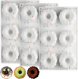 Mini Bundt Cake Pan, 2 and 3pcs Silicone Fluted Tube Cake Pans, 6-Cavity Non Stick Silicone Baking Molds for Cupcake, Donuts,Muffin, Cornbread, Brownie, Jellies (Confetti)