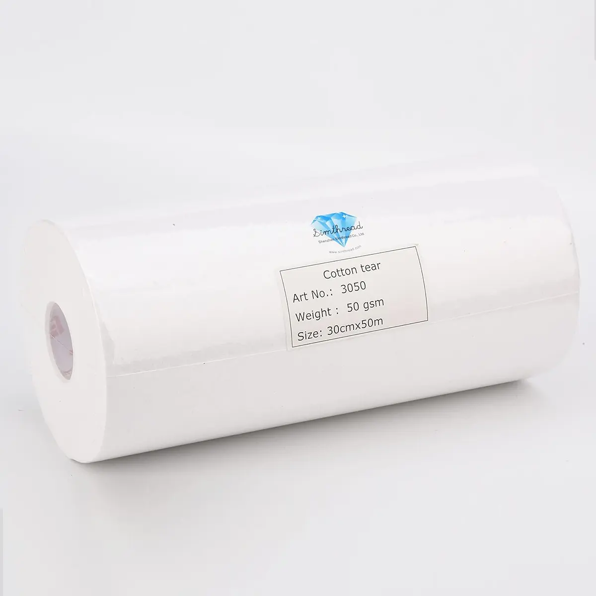 Simthread Tear Away Embroidery Stabilizer Backing - 100% Viscose, 1.8 oz Medium Weight, 12" x 50 yd, Recycled Cotton Cap Interlining, Stitching Supply, Anti-Slip Effect, Clean Tear, Customizable Size, For Hoop Fabric, T-Shirts
