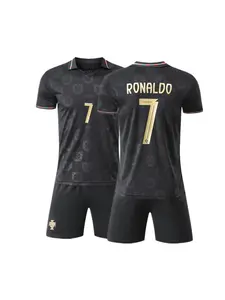Sports Set, Breathable Portugal Ronaldo Football Jersey Fan Shirt Training Suit, Casual Short Sleeve and Shorts, All Seasons