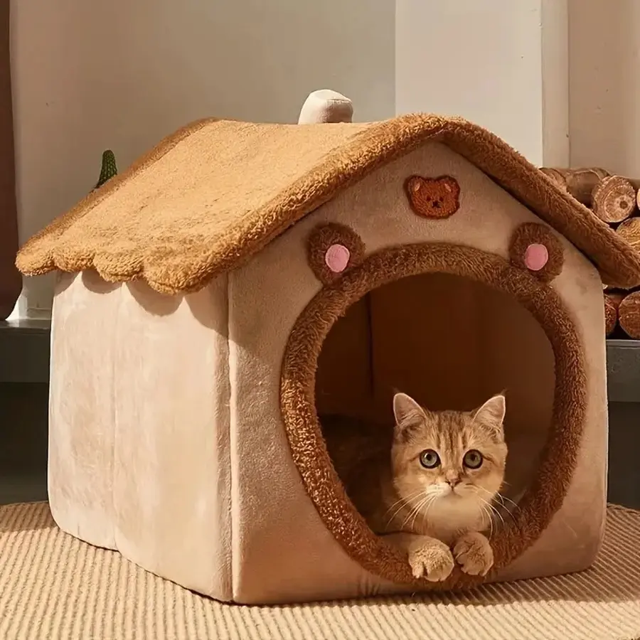 Folding Houses Removable Washable Cat House Puppy Cave Sofa Four Seasons General Can Pet Supplies for Small Medium Pet Cozy & Durable Design