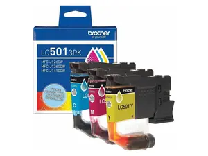 Brother LC501 3PK Original Standard Yield Inkjet Ink Cartridge Cyan Magenta Yellow 3 Pack
