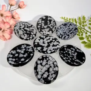 Snowflake Obsidian 2 Inch Thumb Palm Stone Bc0762