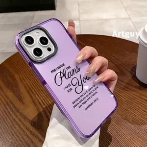 Phone Case for iPhone 16 Plus 15 Pro Max 14 13 12 11 Creative English Pattern Non-Yellowing Shockproof Soft Silicone Fashion Transparent Cover