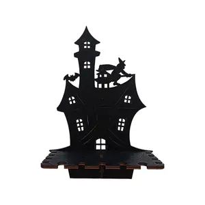 Castle Design Wall Hanging Decoration, Wooden Wall Candlestick Holder, Bohemian Style Decoration for Home Living Room Bedroom