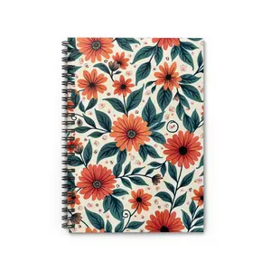 Flower Spiral Notebook - Ruled Line, Floral Journal, College Ruled Notepad, Lined Paper Diary, Botanical Planner