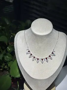 Astrid(12200)gc.Delicate Ruby & CZ Starburst Necklace