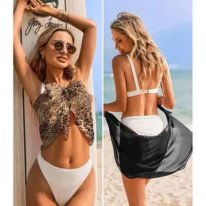 Ekouaer  2 Pieces Women Beach Sarongs Sheer Cover Ups Chiffon Bikini Wrap Skirt for Swimwear S-XXL