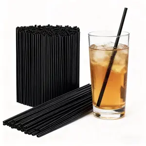 Food Grade Black Thick Straws, disposable Large Diameter PET Straws for Bubble Tea, Individually Wrapped Cold Drink Straws for Coffee Shop – For Café Boba Tea Home Use