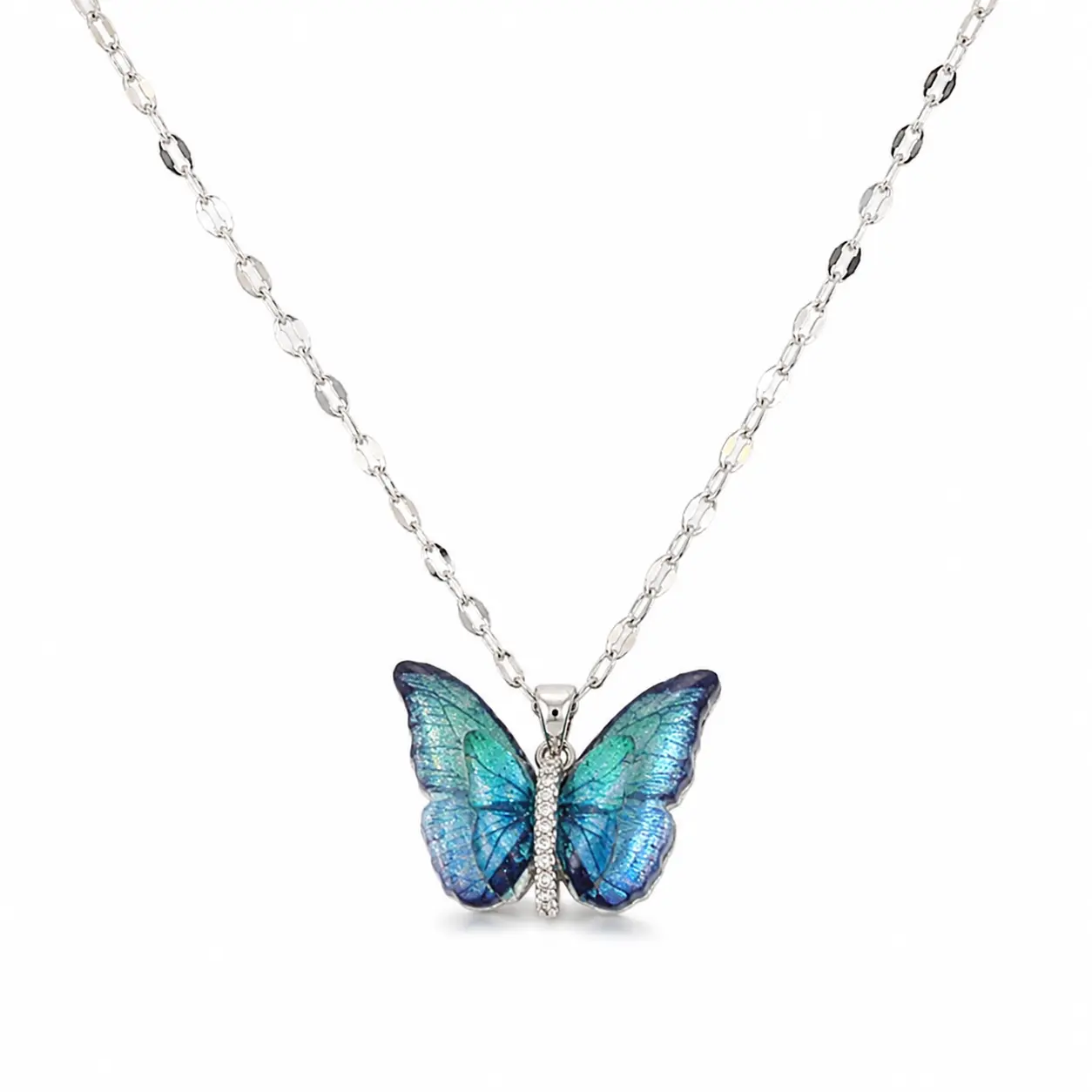 Stainless Steel  Butterfly Pendant Necklace, Cute & Sweet Design For Everyday Wear, Women Jewelry