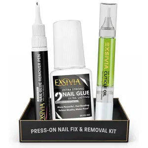 EXSIVIA Press-On Nail Fix & Removal Kit, Professional At-Home Nail Art Maintenance Tool Set nail art