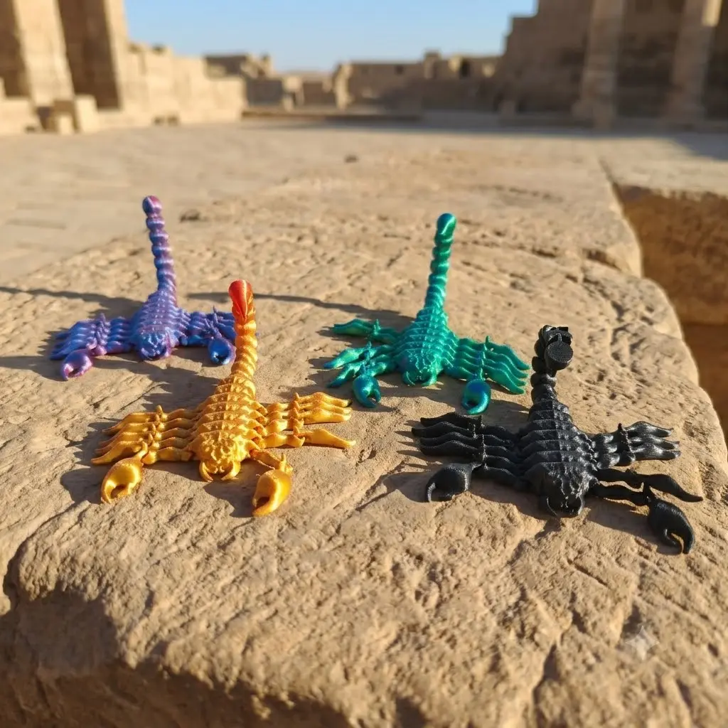 4-Piece 3D Printed Realistic Scorpion Model Set with Movable Joints - Decorative Ornaments for Desktop Art, Aquarium Landscape, Halloween Gifting & Collecting (Colors Random)