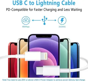 USB C to Lightning Cable for iPhone 14/13/12/11/XS/XR/X/8/iPad 6FT 2M Type C USB-C Power Delivery Fast Charging Cord