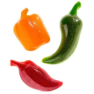 Spicy Gummy Peppers - Sweet & Heat Combo - Made in USA - 3 Pepper-Shaped Gummies (Green Apple, Orange, Cherry Flavors) - Chili Infused Candy