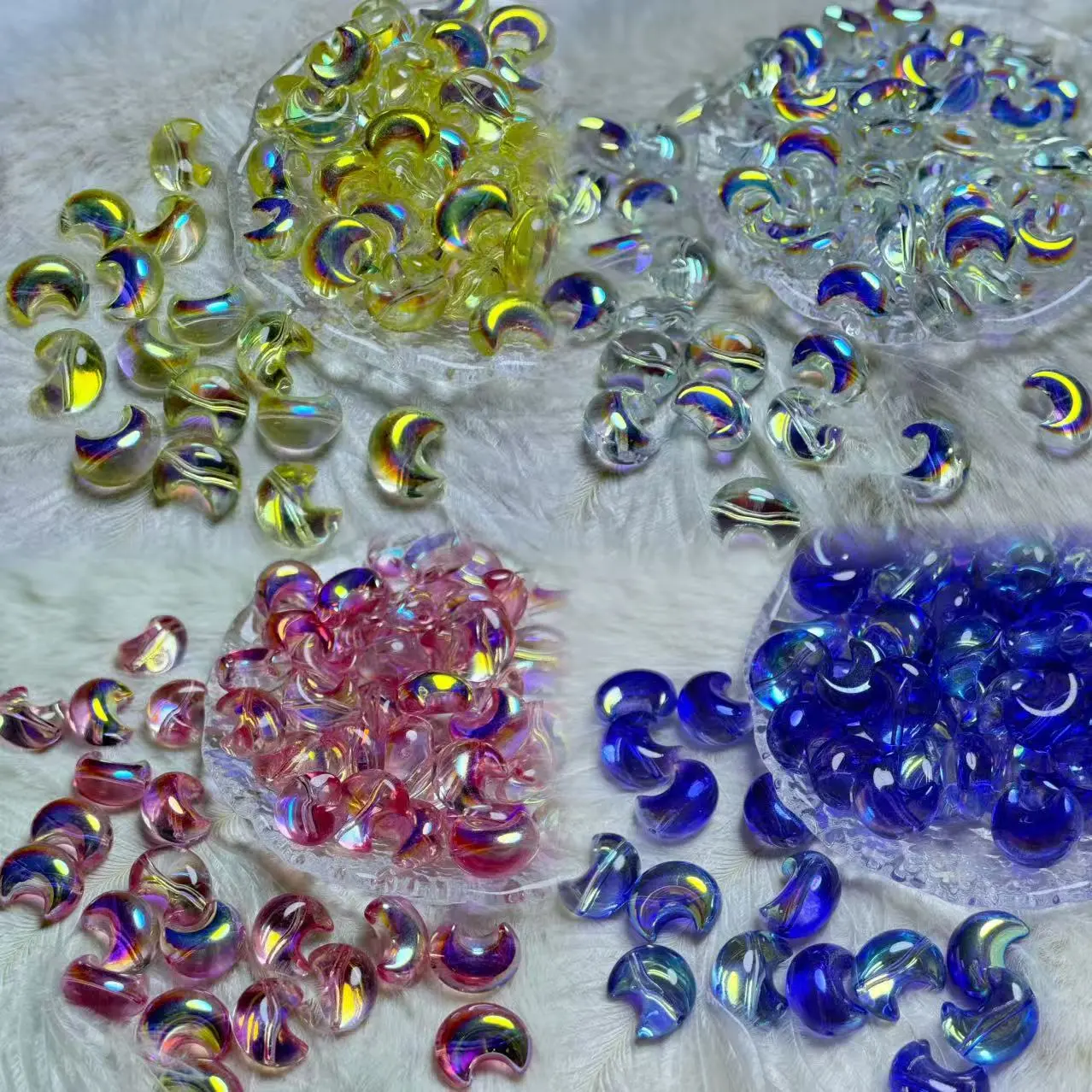 【AL1-7】Electroplated Chunky Moon Vertical Hole Glass Beads 75ml