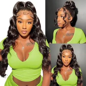 34 Inch 360 HD Lace Front Wigs Human Hair Strap Body Wave HD Lace Front Wigs Human Hair Pre Plucked Drawstring 360 Frontal Wigs For Women 180 Density Full Lace Wig