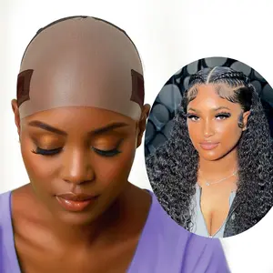 Wig Grip Cap for Synthetic Hair Extension Wig Tape, Hair Extensions Tape, Adjustable Wig Caps Holds Glueless Wigs Securely in Place, Wig Glue Alternative, Reusable HD Lace Cap with Headband for Lace Front Wigs, Wig Glueless Non Slip Keep Wig In Place Ear