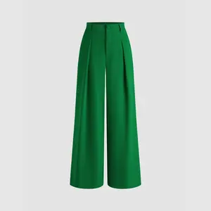 Cider Women's High Waist Solid Zipper Wide Leg Pants - 2 Colors, 0-10 Size, Everyday Bottom Statement Piece SwimWeek