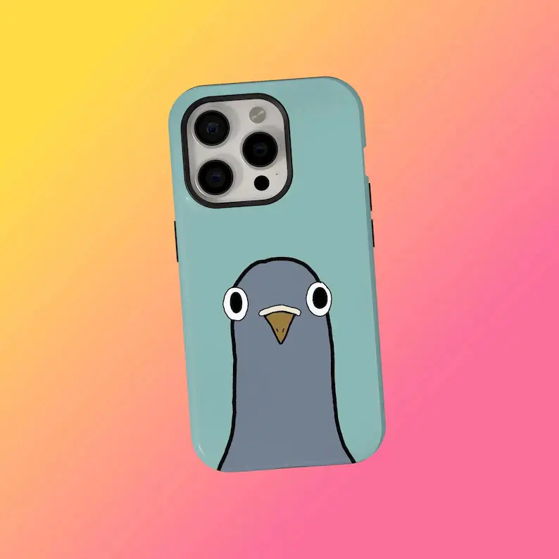 Whimsical Pigeon Phone Case, Cute Animal Cover, Pigeon Phone Case Bird Cute Pigeon Cover, iPhone 17 16 15 14 13 12 11 Pro Max, Samsung S25 gift for her men's cool gadgets iphone 17 pro max cases girls