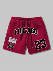 Men's Fashion Casual Cool Breathable Gym Shorts, Fitted Long Regular Fit, Elastic Waist, Street Style H Type Graphic Pants