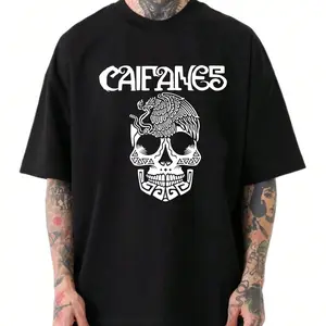 Caifanes Mexican Heritage Skull Comfort Color Graphic Printed Tee Ring-Spun Cotton Soft-Washed T-Shirt Trendy Tops Perfect Gift