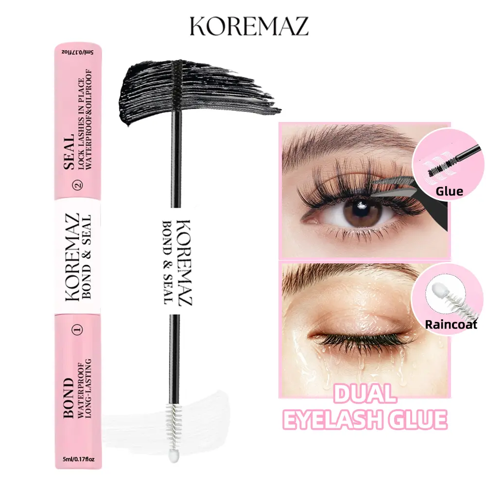 KOREMAZ 2-in-1 Bond & Seal Waterproof Glue - Cosmetic Lash Cluster Adhesive, Strong-Hold Beginner-Friendly Beauty Product Included Makeup, Beauty Products Eyelashes