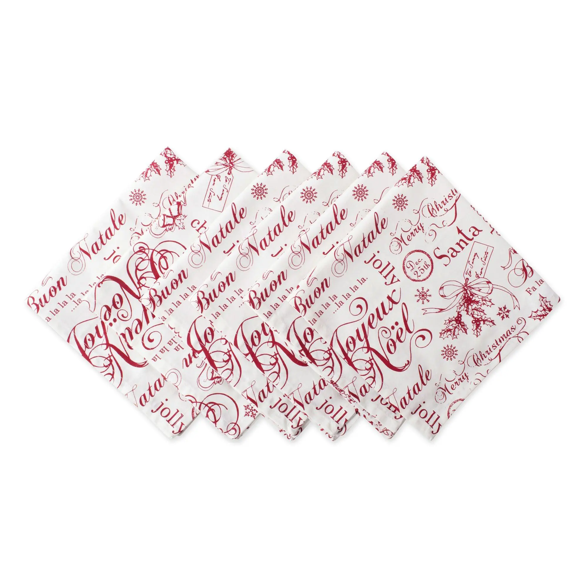 Design Imports Set of 6 Vintage Christmas PrintNapkins
