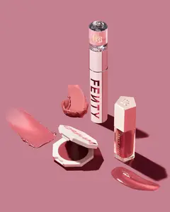 Fenty Beauty RiRi on Repeat: Gloss Bomb Lip Gloss, Fenty Icon Velvet Liquid Lipstick + Cheeks Out Cream Blush Makeup Trio