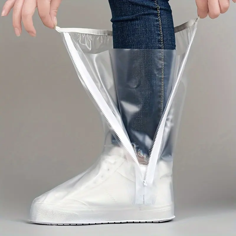 2pcs Durable Waterproof High-Tube Shoe Covers - Thickened Transparent Design with Elastic Band for Secure Fit, Reusable Rain & Snow Protection for Men and Women, Ideal for Sneakers, Boots & Dress Shoes, Snow Shoe Covers| Snug Fit Covers| Secure Elastic Ba