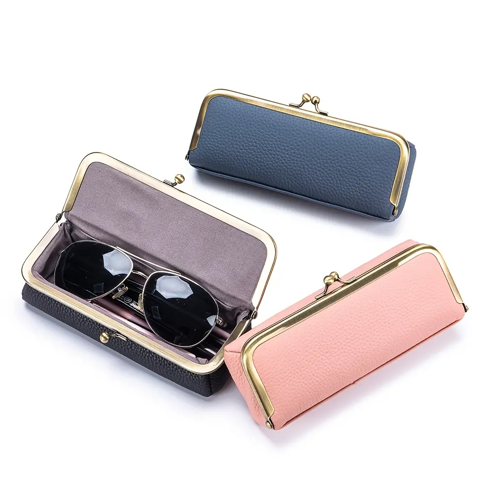 Women's Genuine Leather Wallet Creative Glasses Storage Bag Retro Fashion Portable Sunglasses Holder for Travel and Vacation Storage