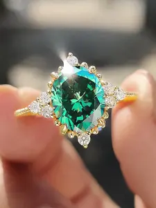 Elegant Rhinestone Decorated Solitaire Ring for Women & Girls, Fashion Jewelry for Party, Daily Clothing Decor, Trendy All-match & Exquisite Jewelry for Birthday Gift, Solitaire Engagement Rings