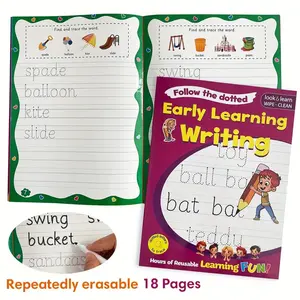 Reusable Handwriting Practice Book for Preschoolers, 18 Pages Erasable Visual Vocabulary Exercises, English Word Writing Activities, Dotted Notebook, School Supplies, Teaching Supplies