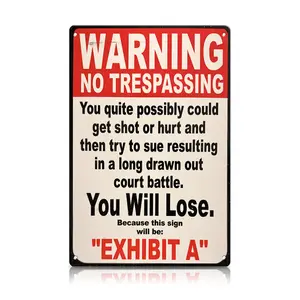 Warning No Trespassing Vintage Tin Sign, Funny Novelty Metal Wall Art, Rustic Yard/Garage Fence Decor, Retro Security Sign for Home, Farm & Cabin – Palette & Wall